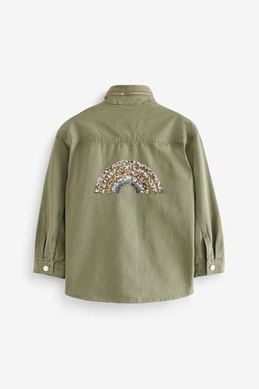 Mint velvet khaki shop star embroidered jacket