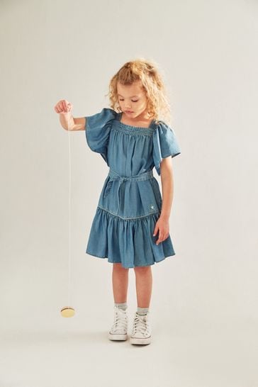 Buy Mint Velvet Blue Smocked Dress from Next Luxembourg