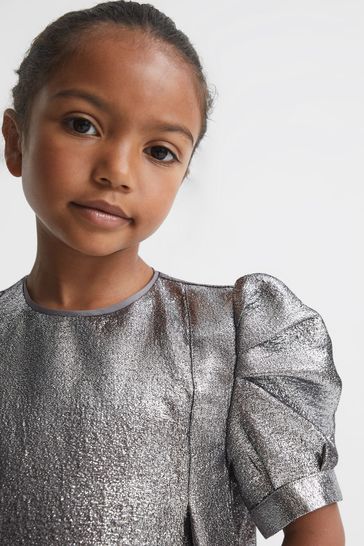 Metallic Pleated Skirt
