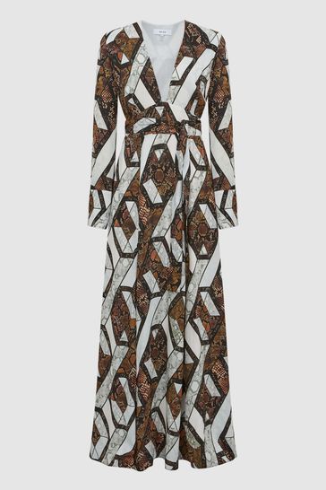 Snake print plunge dress hotsell