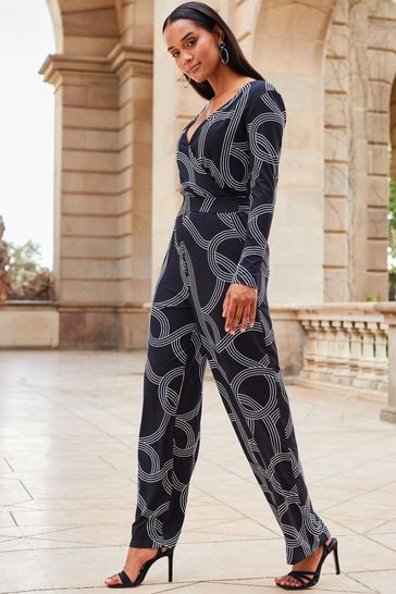 Sosandar Wide Leg Wrap Jumpsuit