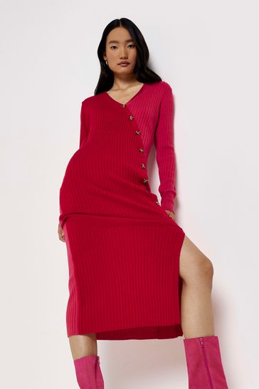 River Island Red Bailey Wrap Button Dress