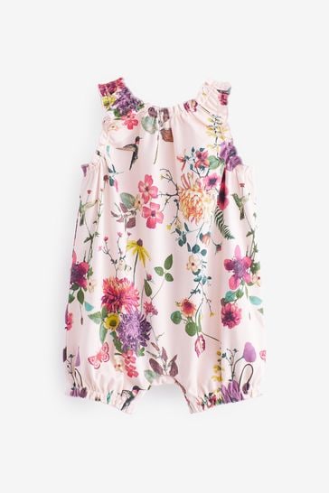 Pink Floral Baby Jersey Romper