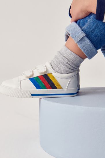 Buy White Rainbow Stripe Standard Fit F Strap Touch Fastening Shoes from Next Luxembourg