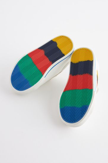 All white vans new arrivals with rainbow stripe