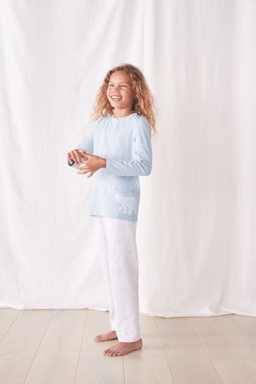 Buy The White Company Blue 100 Cotton Lumi Bear Side Wrap Pyjamas from Next Saudi Arabia