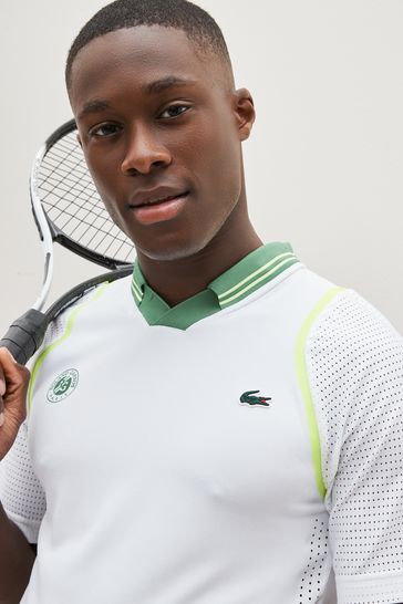 Buy Lacoste Mens Roland Garros Performance White Polo Shirt from