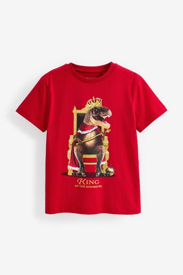 Red King Dino Short Sleeve Graphic T-Shirt (3-16yrs)