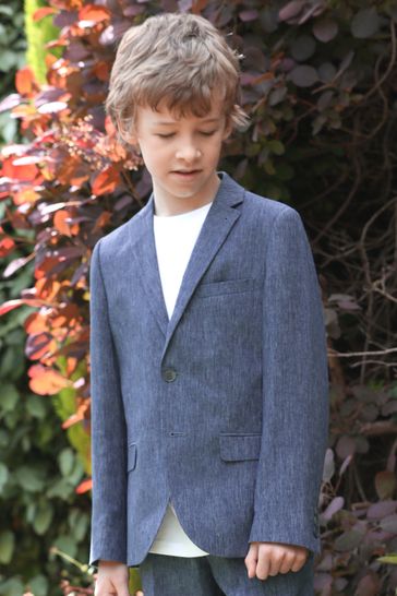 Blue linen suit jacket clearance