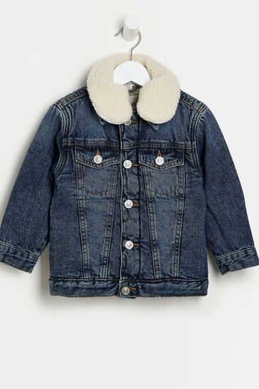 River island borg denim jacket sales