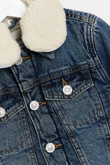 River island borg denim jacket hotsell