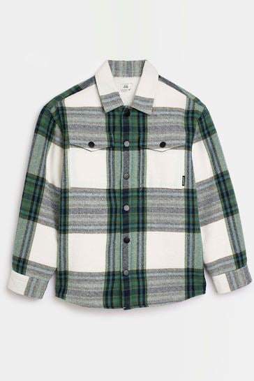 River Island Green Boys Quilted Check Shacket