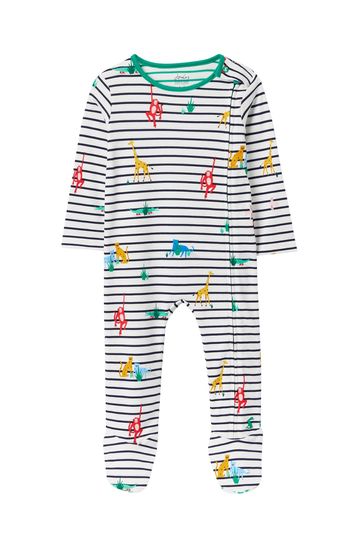 Buy Joules Blue Zippy Print Organically Grown Cotton Babygrow from
