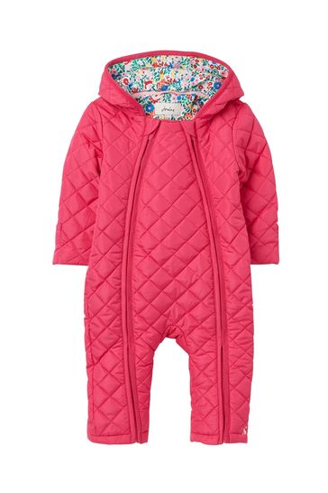 Joules Pink Marlee Quilted All-in-one Pramsuit With Removable Booties