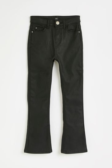 River Island Coated Black Flare Jeans