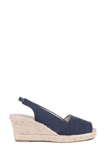 Pavers Blue Peep Toe Wedge Sandals