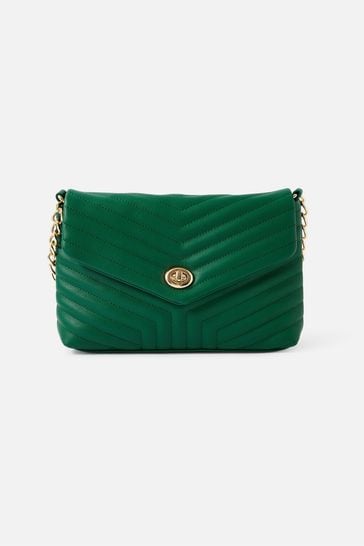 Accessorize Green Katie Quilted Chain Shoulder Bag