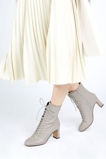 Jones Bootmaker Grey Lenore Heeled Leather Ankle Boots