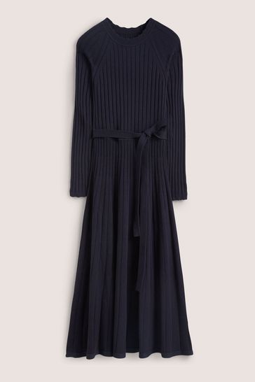Boden Blue Rib Detail Knitted Midi Dress
