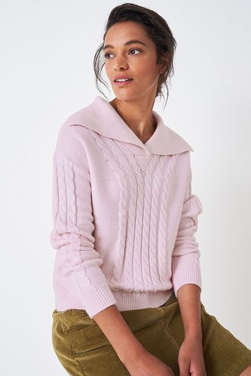 Crew Clothing Company Pink Textured Casual Jumper