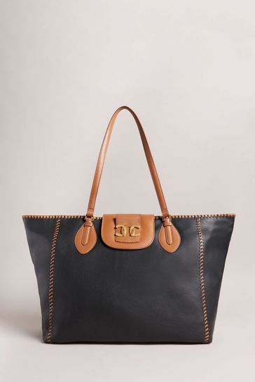 Ted Baker Edali Whipstitch Detail Large Black Shopper Bag