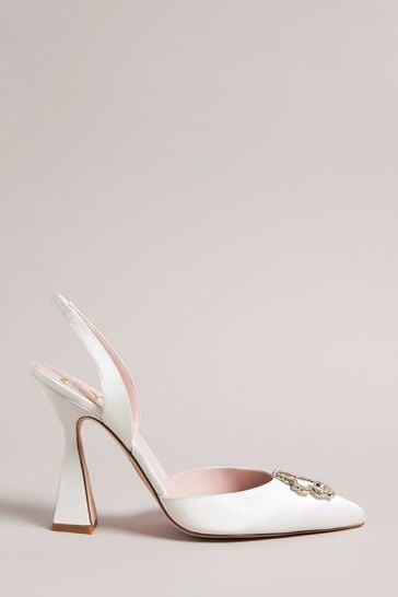 Ted Baker Cream Betzayy Magnolia Embellished Sling Back Courts