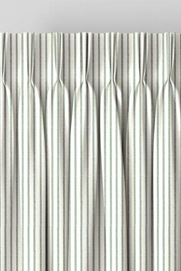 Laura Ashley Smoke Green Burnsall Stripe Made To Measure Curtains