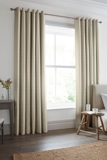 Laura Ashley Almond Natural Lady Fern Made To Measure Curtains