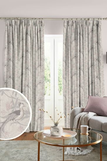 Laura Ashley Moonbeam Osterley Birds Made To Measure Curtains