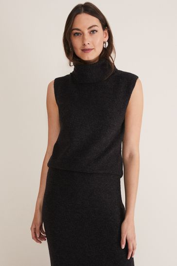 Phase Eight Black Cindy Sleeveless Knit Co-Ord Top