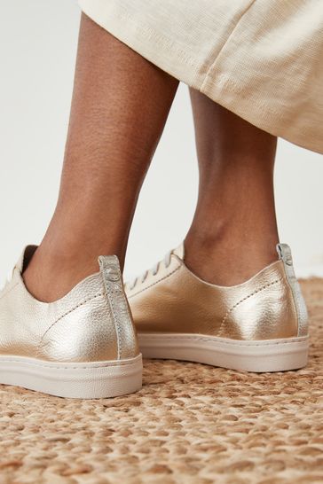 Gold cheap leather trainers