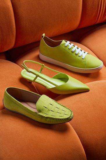 Buy Lime Green Signature Forever Comfort Leather Raw Cut Trainers