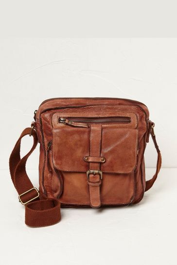 FatFace Brown Leather Cross-Body Bag