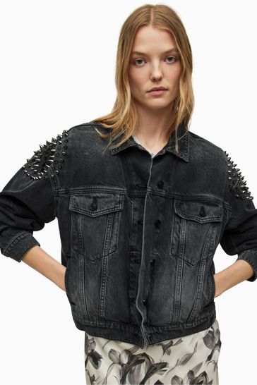 Studded denim jacket punk discount