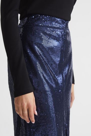 Blue sequin pencil skirt shop