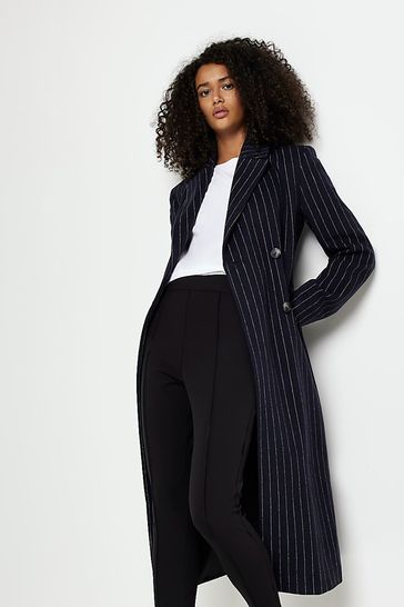 River island navy best sale coat