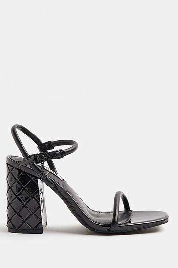 Buy River Island Black Embossed Block Heel Sandals from Next
