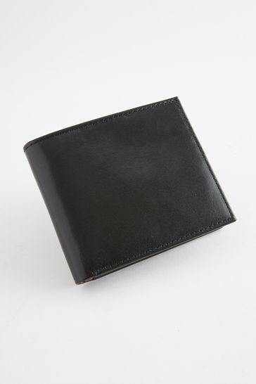 Black Signature Leather Bifold Wallet