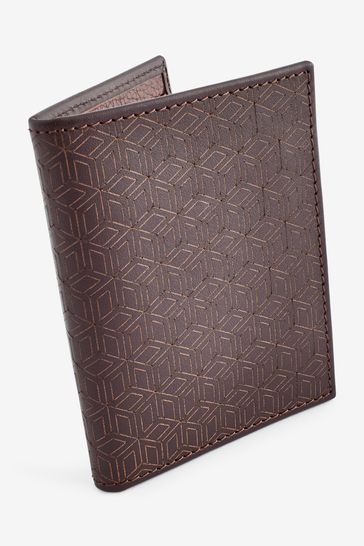 Brown Patterned Leather Bifold Wallet