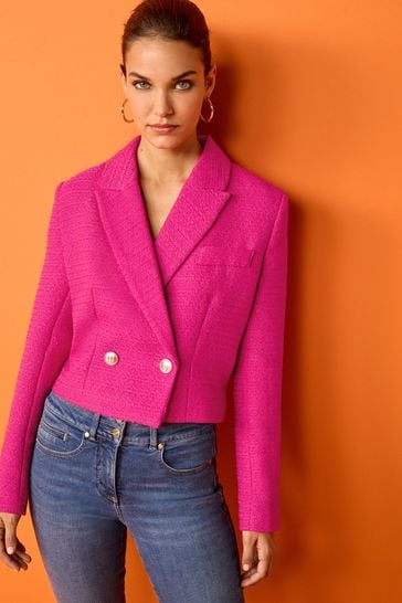 Cropped blazer pink top