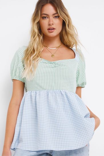 Simply Be Blue Ruched Smock Top