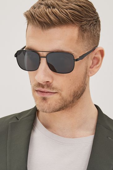 Black Square Pilot Polarised Sunglasses