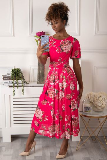 Buy Jolie Moi Pink Julita Print Mesh Maxi Dress from Next Luxembourg