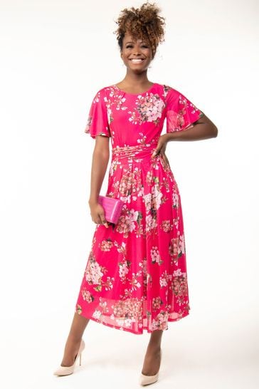 Julita Floral Mesh Midi Dress, Pink Floral – Jolie Moi Retail