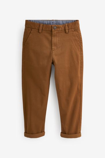 Pantalones chinos elásticos de corte tapered holgado jengibre/marrón tostado (3-17años)