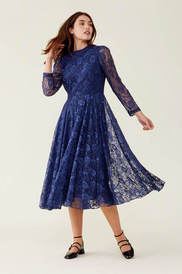 Buy Finery Blue Saskia Midi Lace Dress from Next Luxembourg