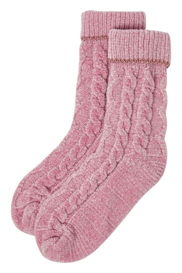 Oliver Bonas Pink Chenille Ankle Socks