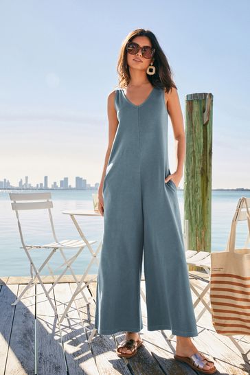 Buy Blue 100 Cotton Jersey Jumpsuit from Next Luxembourg