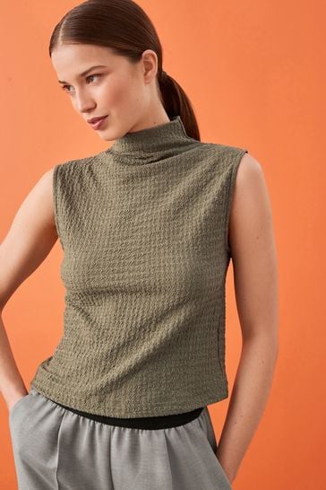 Khaki high sale neck top