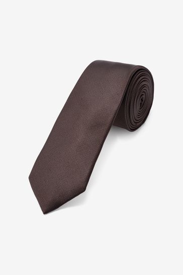 Dark Brown Slim Twill Tie
